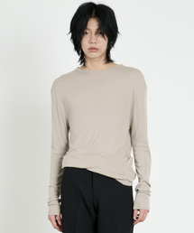 DUSTYWHITE（ダスティーホワイト）の「モカベージュレイヤードロングスリーブTシャツ（Tシャツ/カットソー）」