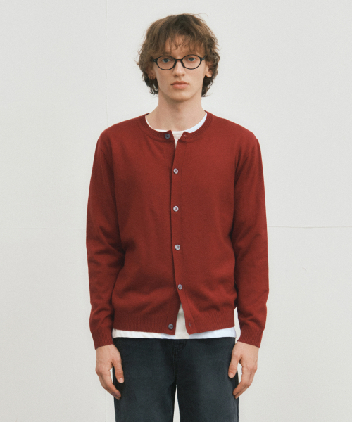 クロップクルーネックニットカーディガン_RED(WC25-KN63