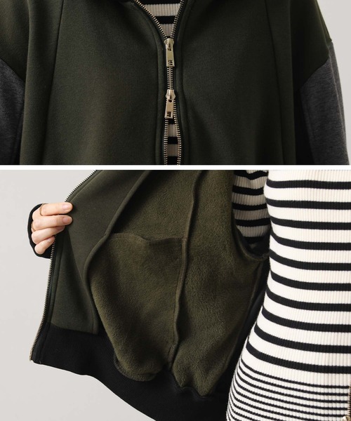 Risley（リズレー）の「バイカラーボアフーディー（Tシャツ/カットソー・レディース・カーキ・FREE）」の18枚目の写真