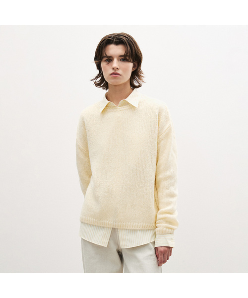 SUARE WOMEN(スアレウーマン)の「(ウィメンズ)モヘアウールボートネックニット - 5カラー(ニット/セーター・レディース・ライトイエロー/アイボリー/ベージュ/ブラック/ライトグレー・SMALL/MEDIUM)」の5枚目の写真
