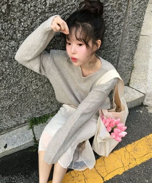 SUARE WOMEN(スアレウーマン)の「(ウィメンズ)モヘアウールボートネックニット - 5カラー(ニット/セーター・レディース・ライトイエロー/アイボリー/ベージュ/ブラック/ライトグレー・SMALL/MEDIUM)」の12枚目の写真