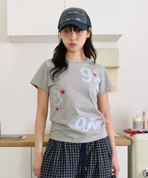 OURSAYSOUR（アワーセイアワー）の「93 Heart Dot Flower Short Sleeve T-shirt Melange（Tシャツ/カットソー）」