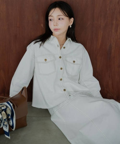 Petitjo(プッチージョ)の「小さいサイズ デニムフレアスカート(セットアップ対応・上下別売り) 低身長さん・小柄女性(スカート・レディース・ホワイト/インディゴブルー・PL/PM/PS/PSS)」の8枚目の写真