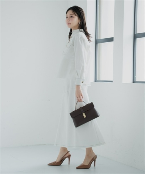 Petitjo(プッチージョ)の「小さいサイズ デニムフレアスカート(セットアップ対応・上下別売り) 低身長さん・小柄女性(スカート・レディース・ホワイト/インディゴブルー・PL/PM/PS/PSS)」の11枚目の写真