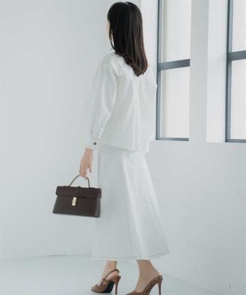 Petitjo(プッチージョ)の「小さいサイズ デニムフレアスカート(セットアップ対応・上下別売り) 低身長さん・小柄女性(スカート・レディース・ホワイト/インディゴブルー・PL/PM/PS/PSS)」の13枚目の写真