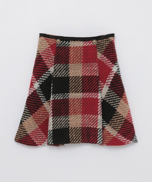 BLUE LABEL CRESTBRIDGE（ブルーレーベルクレストブリッジ）の「【10th ANNIVERSARY】クレストブリッジチェックロービングツィードフレアスカート（スカート・レディース・レッド・38/36）」の7枚目の写真