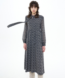 B QUIET（ビークワイエット）の「MAXI TIE NECK DRESS_BLACK WHITE（ワンピース）」