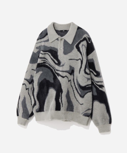 HARE(ハレ)の「ガラシャギーニットポロ(HARE)(ニット/セーター・メンズ・オレンジ/ブラック/グレー・FREE)」の3枚目の写真