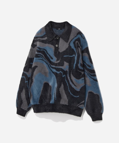 HARE(ハレ)の「ガラシャギーニットポロ(HARE)(ニット/セーター・メンズ・オレンジ/ブラック/グレー・FREE)」の2枚目の写真