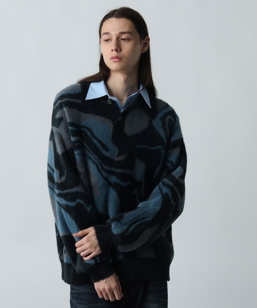 HARE(ハレ)の「ガラシャギーニットポロ(HARE)(ニット/セーター・メンズ・オレンジ/ブラック/グレー・FREE)」の11枚目の写真