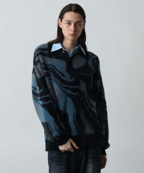 HARE(ハレ)の「ガラシャギーニットポロ(HARE)(ニット/セーター・メンズ・オレンジ/ブラック/グレー・FREE)」の12枚目の写真