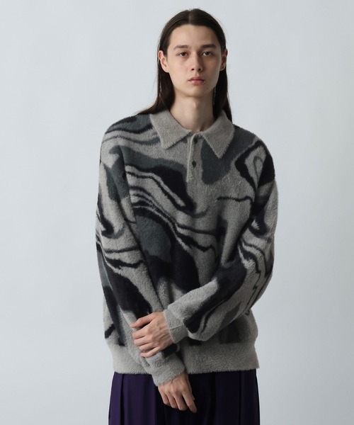 HARE(ハレ)の「ガラシャギーニットポロ(HARE)(ニット/セーター・メンズ・オレンジ/ブラック/グレー・FREE)」の14枚目の写真