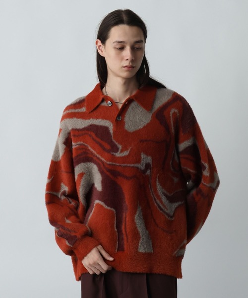 HARE(ハレ)の「ガラシャギーニットポロ(HARE)(ニット/セーター・メンズ・オレンジ/ブラック/グレー・FREE)」の15枚目の写真