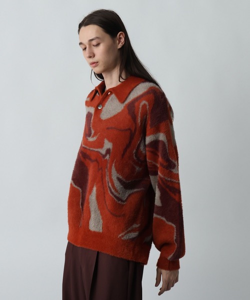 HARE(ハレ)の「ガラシャギーニットポロ(HARE)(ニット/セーター・メンズ・オレンジ/ブラック/グレー・FREE)」の16枚目の写真