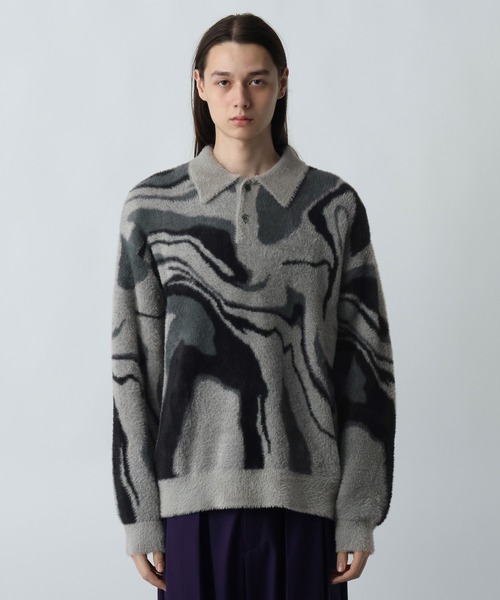 HARE(ハレ)の「ガラシャギーニットポロ(HARE)(ニット/セーター・メンズ・オレンジ/ブラック/グレー・FREE)」の18枚目の写真