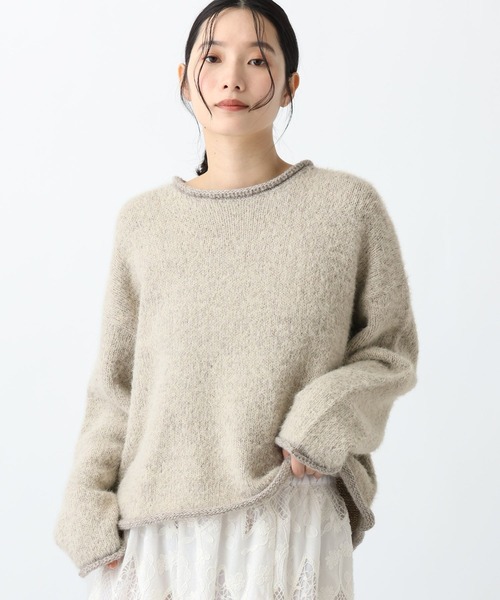 studio CLIP(スタディオクリップ)の「《natural by clip》3.5ゲージフェレットタッチプルオーバー(ニット/セーター・レディース・チャコール/ブルー/グレイッシュベージュ・FREE)」の2枚目の写真
