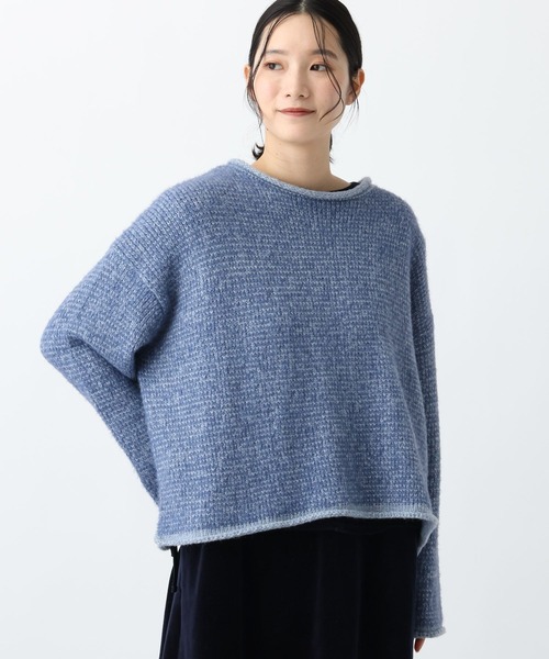 studio CLIP(スタディオクリップ)の「《natural by clip》3.5ゲージフェレットタッチプルオーバー(ニット/セーター・レディース・チャコール/ブルー/グレイッシュベージュ・FREE)」の3枚目の写真