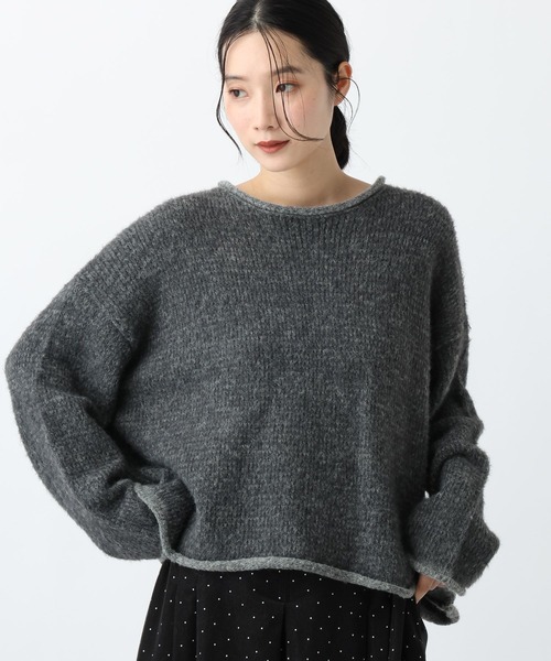 studio CLIP(スタディオクリップ)の「《natural by clip》3.5ゲージフェレットタッチプルオーバー(ニット/セーター・レディース・チャコール/ブルー/グレイッシュベージュ・FREE)」の1枚目の写真