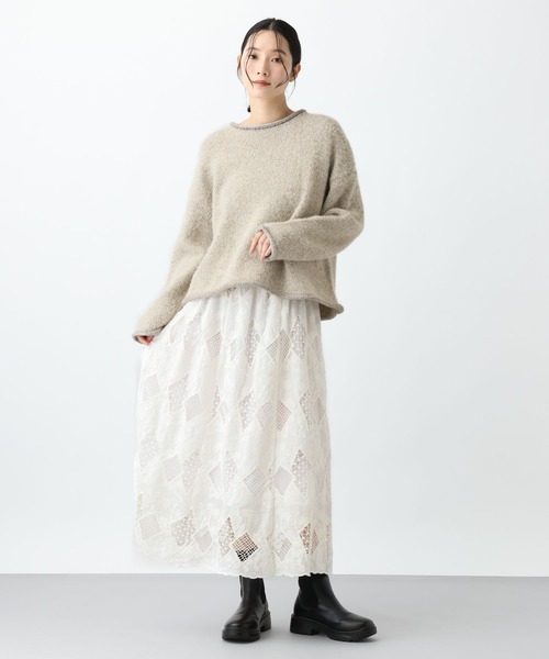 studio CLIP(スタディオクリップ)の「《natural by clip》3.5ゲージフェレットタッチプルオーバー(ニット/セーター・レディース・チャコール/ブルー/グレイッシュベージュ・FREE)」の10枚目の写真