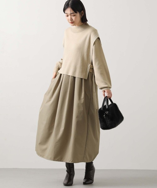 Gready Brilliant（グレディブリリアン）の「ベスト×ニットワンピｓｅｔ（ワンピース・レディース・チャコールグレー/ベージュ・FREE）」の2枚目の写真