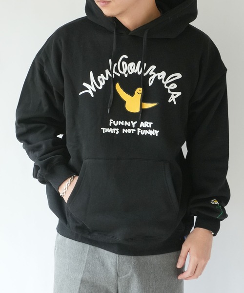 RiNc (リンク)の「【 MARK GONZALES 】 エンジェル プリント ロゴ プルオーバーパーカー(パーカー・メンズ・杢グレー/ブラック/ホワイト・M/L/XL)」の2枚目の写真