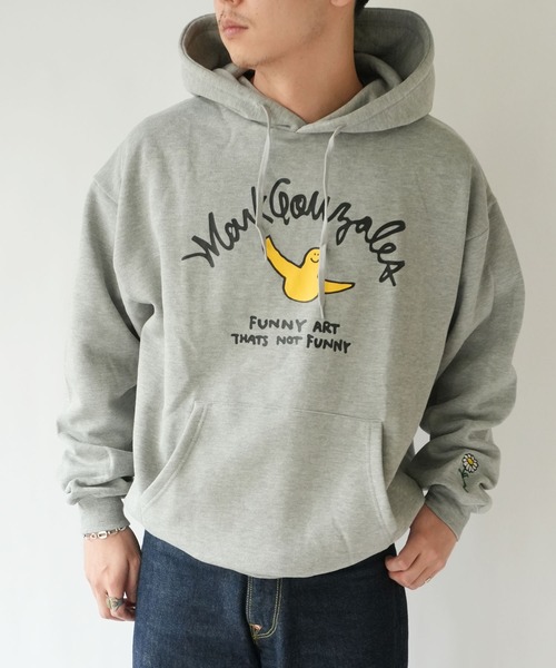 RiNc (リンク)の「【 MARK GONZALES 】 エンジェル プリント ロゴ プルオーバーパーカー(パーカー・メンズ・杢グレー/ブラック/ホワイト・M/L/XL)」の7枚目の写真