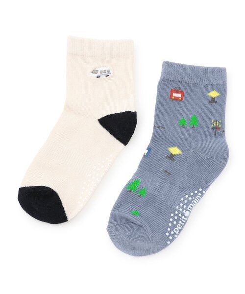 petit main（プティマイン）の「アソートクルーソックス2P（ソックス/靴下・キッズ・ベージュ/ミント/オフホワイト・S/M/SS/L）」の2枚目の写真