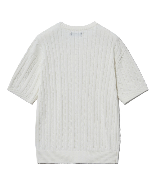 YALE(イェール)の「ヘリテージ ダン ケーブル 半袖ラウンドニット アイボリー(Tシャツ/カットソー・レディース・その他・S/M/L/XL)」の4枚目の写真