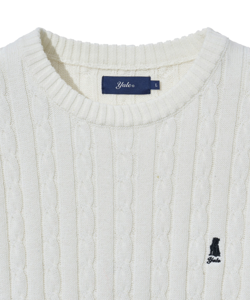YALE(イェール)の「ヘリテージ ダン ケーブル 半袖ラウンドニット アイボリー(Tシャツ/カットソー・レディース・その他・S/M/L/XL)」の6枚目の写真