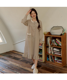 JJNIYA（チニヤ）の「女性用ロイヤル40番手スーピマコットン長袖ワンピースパジャマ（ルームウェア/パジャマ）」