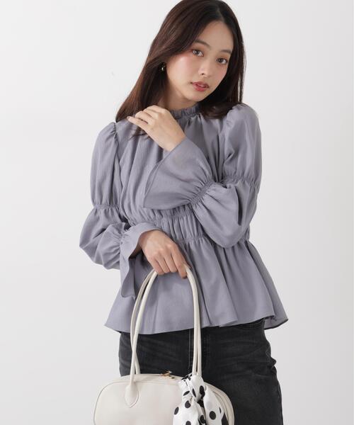 PROPORTION BODY DRESSING(プロポーションボディドレッシング)の「ウエストシャーリングブラウス / 1216110202(シャツ/ブラウス・レディース・ダークグレー/ベージュ/ホワイト系その他・FREE)」の4枚目の写真