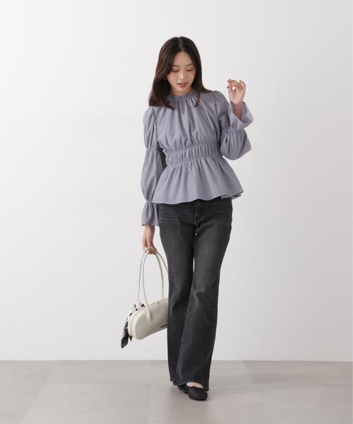 PROPORTION BODY DRESSING(プロポーションボディドレッシング)の「ウエストシャーリングブラウス / 1216110202(シャツ/ブラウス・レディース・ダークグレー/ベージュ/ホワイト系その他・FREE)」の6枚目の写真