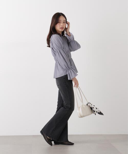 PROPORTION BODY DRESSING(プロポーションボディドレッシング)の「ウエストシャーリングブラウス / 1216110202(シャツ/ブラウス・レディース・ダークグレー/ベージュ/ホワイト系その他・FREE)」の7枚目の写真