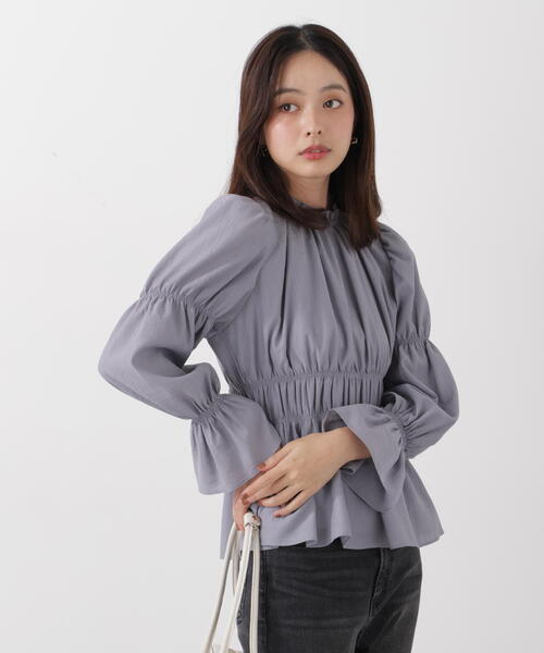 PROPORTION BODY DRESSING（プロポーションボディドレッシング）の「ウエストシャーリングブラウス / 1216110202（シャツ/ブラウス・レディース・ダークグレー/ベージュ/ホワイト系その他・FREE）」の4枚目の写真