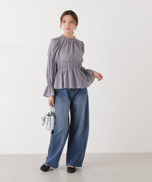 PROPORTION BODY DRESSING（プロポーションボディドレッシング）の「ウエストシャーリングブラウス / 1216110202（シャツ/ブラウス・レディース・ダークグレー/ベージュ/ホワイト系その他・FREE）」の8枚目の写真