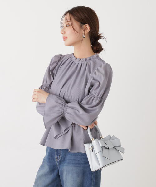 PROPORTION BODY DRESSING（プロポーションボディドレッシング）の「ウエストシャーリングブラウス / 1216110202（シャツ/ブラウス・レディース・ダークグレー/ベージュ/ホワイト系その他・FREE）」の9枚目の写真