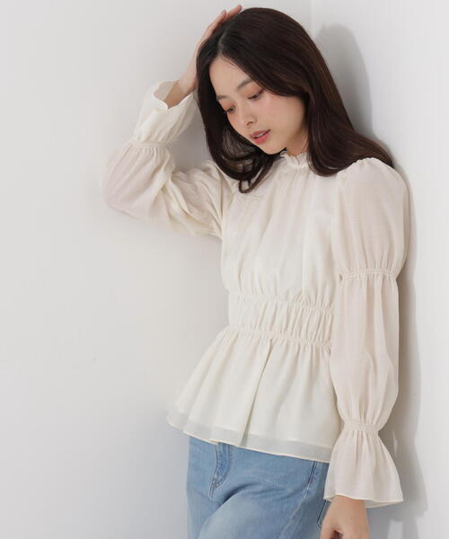 PROPORTION BODY DRESSING（プロポーションボディドレッシング）の「ウエストシャーリングブラウス / 1216110202（シャツ/ブラウス・レディース・ダークグレー/ベージュ/ホワイト系その他・FREE）」の13枚目の写真