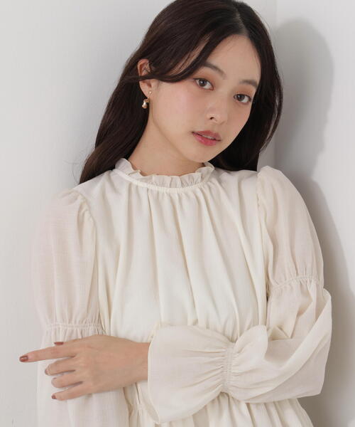 PROPORTION BODY DRESSING（プロポーションボディドレッシング）の「ウエストシャーリングブラウス / 1216110202（シャツ/ブラウス・レディース・ダークグレー/ベージュ/ホワイト系その他・FREE）」の14枚目の写真