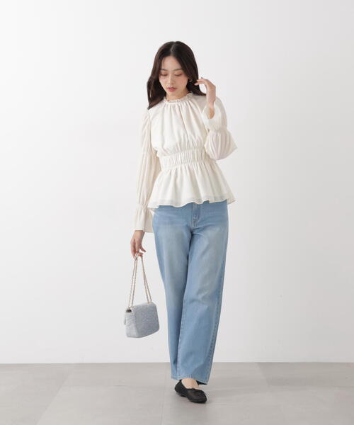 PROPORTION BODY DRESSING（プロポーションボディドレッシング）の「ウエストシャーリングブラウス / 1216110202（シャツ/ブラウス・レディース・ダークグレー/ベージュ/ホワイト系その他・FREE）」の16枚目の写真