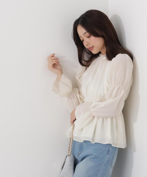 PROPORTION BODY DRESSING（プロポーションボディドレッシング）の「ウエストシャーリングブラウス / 1216110202（シャツ/ブラウス・レディース・ダークグレー/ベージュ/ホワイト系その他・FREE）」の18枚目の写真