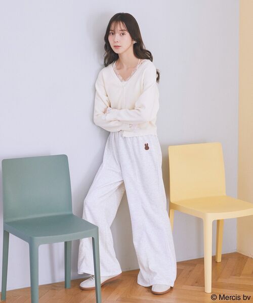 earth music&ecology（アースミュージックアンドエコロジー）の「miffy /earth 刺繍スウェットパンツ（スウェットパンツ・レディース・杢グレー/グレー系その他/クリーム・FREE）」の6枚目の写真