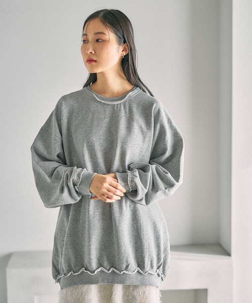 LEPSIM（レプシィム）の「BIG裏毛長袖チュニック　632568（スウェット・レディース・ブラック/アイボリー/ライトグレー/イエロー系その他・FREE）」の4枚目の写真