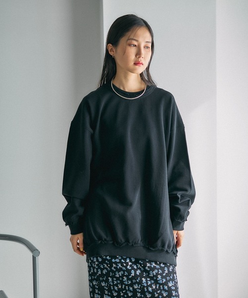 LEPSIM（レプシィム）の「BIG裏毛長袖チュニック　632568（スウェット・レディース・ブラック/アイボリー/ライトグレー/イエロー系その他・FREE）」の3枚目の写真