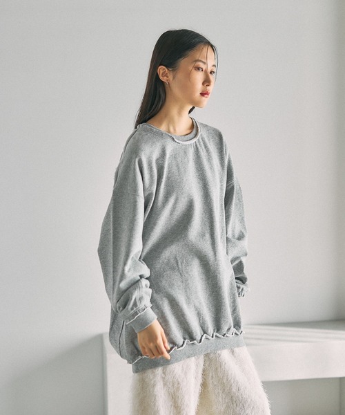 LEPSIM（レプシィム）の「BIG裏毛長袖チュニック　632568（スウェット・レディース・ブラック/アイボリー/ライトグレー/イエロー系その他・FREE）」の21枚目の写真