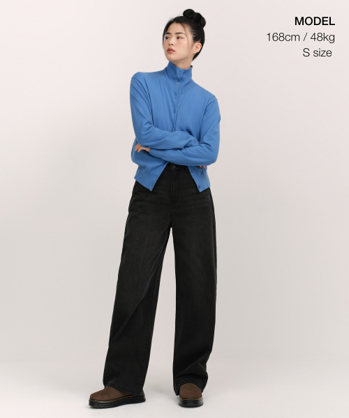 MUSINSA STANDARD WOMAN（ムシンサスタンダードウーマン）の「ウィメンズエッセンシャルハイネックカーディガン[ブルー]（カーディガン/ボレロ・レディース・その他・X-SMALL/SMALL/MEDIUM/LARGE）」の10枚目の写真