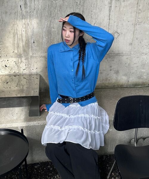 MUSINSA STANDARD WOMAN（ムシンサスタンダードウーマン）の「ウィメンズエッセンシャルハイネックカーディガン[ブルー]（カーディガン/ボレロ・レディース・その他・X-SMALL/SMALL/MEDIUM/LARGE）」の3枚目の写真
