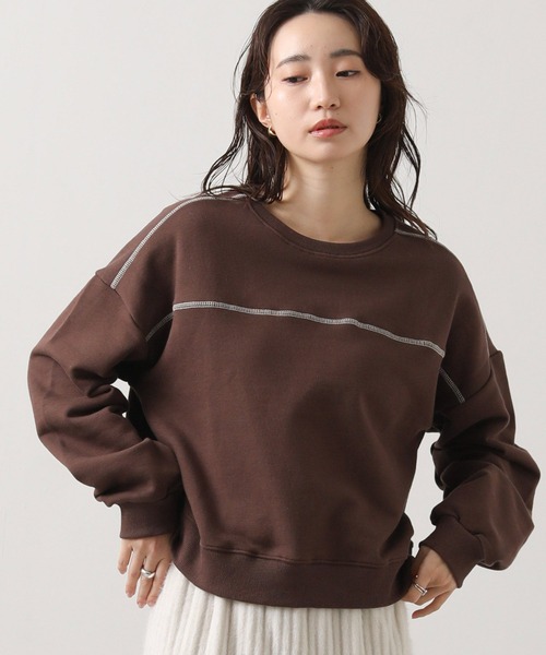 Gready Brilliant（グレディブリリアン）の「【WEB限定】配色ステッチスウェット（スウェット・レディース・ネイビー/ブラウン/グレー・FREE）」の19枚目の写真