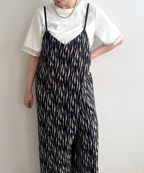LHELBIE(レルビエ)の「ラップキャミサロペット(サロペット/オーバーオール・レディース・ストライプ/ブラック系2/ブラック系1・M)」の3枚目の写真