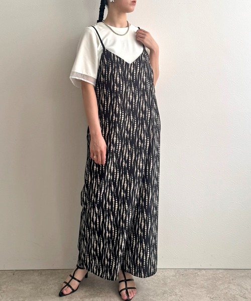 LHELBIE(レルビエ)の「ラップキャミサロペット(サロペット/オーバーオール・レディース・ストライプ/ブラック系2/ブラック系1・M)」の17枚目の写真