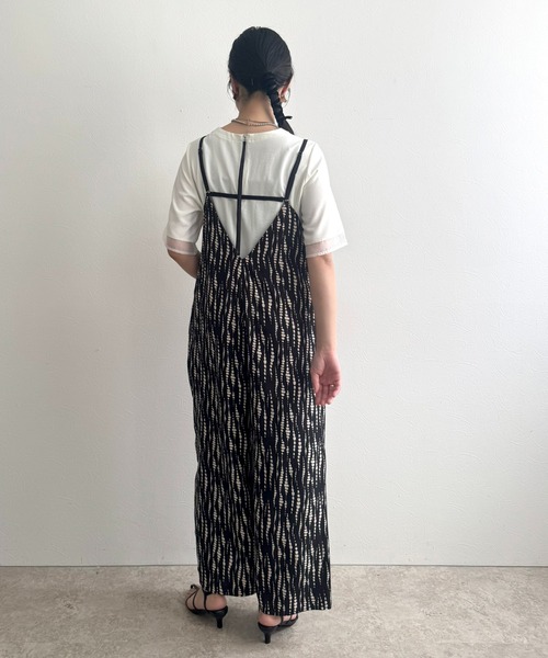LHELBIE(レルビエ)の「ラップキャミサロペット(サロペット/オーバーオール・レディース・ストライプ/ブラック系2/ブラック系1・M)」の9枚目の写真
